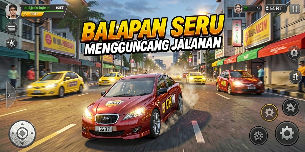 Tampilan gameplay Racing yang mendebarkan dan penuh aksi.