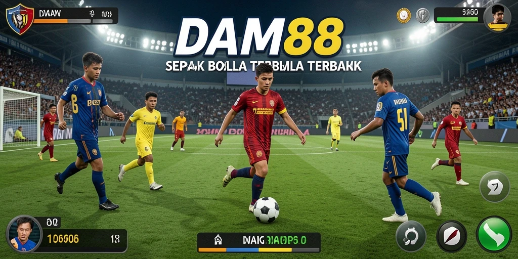 Screenshot gameplay DAM88 menunjukkan aksi sepak bola yang mendebarkan.