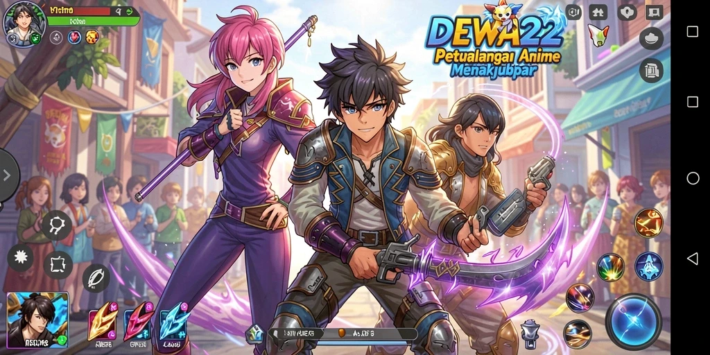 Tampilan gameplay dari DEWA22 yang menampilkan karakter Anime.