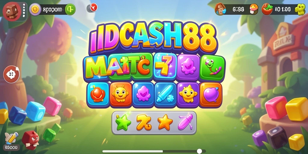 Layar permainan IDCASH88 dengan aksi Match-3 yang seru.
