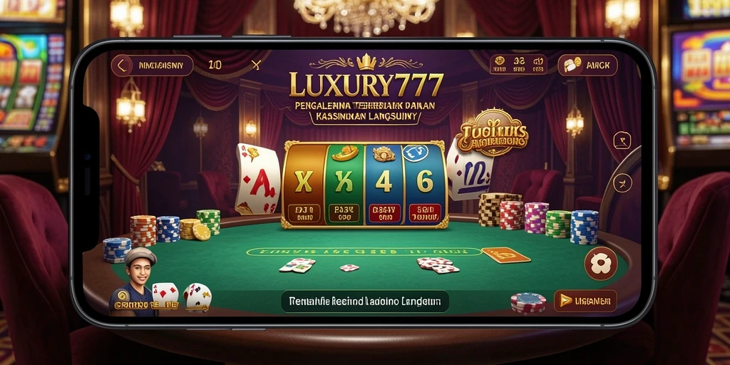 Screenshot utama LUXURY777 menampilkan gameplay kasino yang mendebarkan.