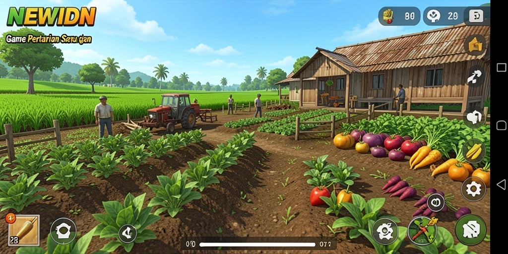 Tampilan menarik dari gameplay pertanian yang penuh warna.
