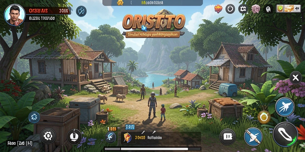 Tangkapan layar dari gameplay ORISTOTO yang menampilkan aktivitas simulasi.